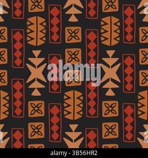 Motivo etnico senza cuciture tapa hawaiana polinesiana Illustrazione Vettoriale