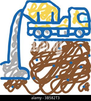 illustrazione doodle con l'icona del fondamento Illustrazione Vettoriale