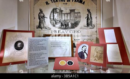 Parma, Emilia Romagna, Italia - 04.2,2025: Dettaglio dell'interno del museo della Music House nella città di Parma Foto Stock