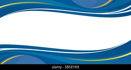 gli sfondi a onde blu e gialle astratte sono progettati con un banner bianco per il modello di presentazione, le diapositive di presentazione, il modello con spazio per i testi Illustrazione Vettoriale