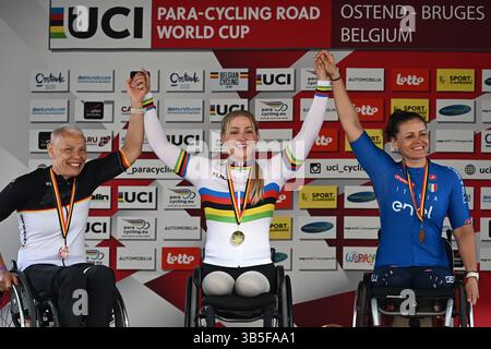 Ostenda, Belgio. 1° maggio 2025. Le prove a tempo alla UCI Para-Cycling Road World Cup, giovedì 01 maggio 2025, a Ostenda. La UCI Para-Cycling Road World Cup si svolge dal 1° al 4 maggio a Ostenda e Brugge. BELGA PHOTO LUC CLAESSEN credito: Belga News Agency/Alamy Live News Foto Stock