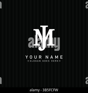 Modello logo vettore JM o MJ - icona semplice per il monogramma iniziale con lettera J e M. Illustrazione Vettoriale