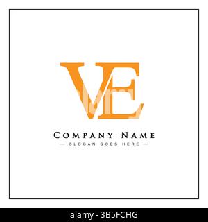 Modello logo vettoriale VE - icona semplice per le lettere iniziali V ed e monogramma Illustrazione Vettoriale
