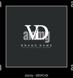 Logo creativo per le iniziali VD in stile monogramma - modello vettoriale per le lettere iniziali V e D. Illustrazione Vettoriale