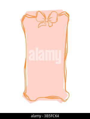Elegante modello per biglietti di auguri per San Valentino. Graziosa cornice a forma di arco disegnata a mano. Romantico disegno d'amore. Coquette, flirtare, ragazze conc Illustrazione Vettoriale