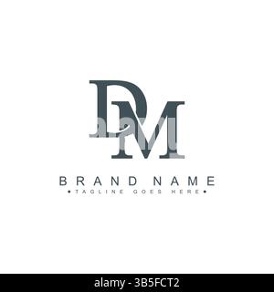Logo vettoriale minimale DM - Logo aziendale semplice per monogramma D e M. Illustrazione Vettoriale