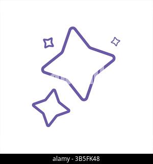 Set vettoriale a stella viola brillante - semplice Line Art Illustrazione Vettoriale