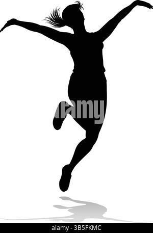 Donna felice che salta per Joy silhouette person Illustrazione Vettoriale