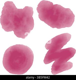 Set di forme di acquerello rosa astratto vettoriale con design artistici unici. Illustrazione Vettoriale