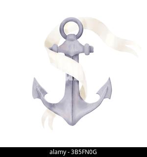 Un nastro in tonalità beige, un manoscritto vuoto per il testo. Illustrazione acquerello. Una serie di rotoli aperti, isolati su uno sfondo bianco. Età p Foto Stock