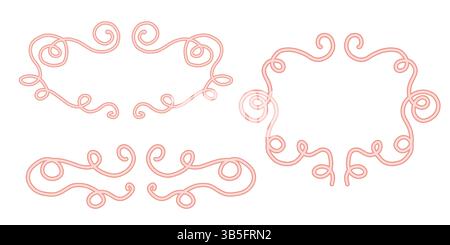 Eleganti separatori di testo disegnati a mano e cornici calligrafiche vintage da utilizzare per biglietti d'auguri di lusso o decorazioni di certificati Illustrazione Vettoriale