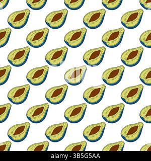 Modello per tessuti o cucine in stile disegno a mano. Motivo di frutta senza cuciture. Prugna. Stampa Illustrazione Vettoriale