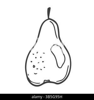 Disegno a linea continua PEAR Fruit, disegno lineare minimalistico vettoriale bianco e nero in un'unica linea Illustrazione Vettoriale
