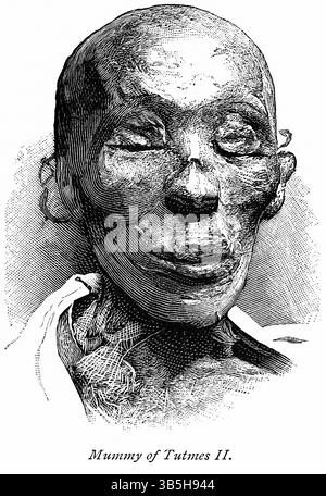 8 gennaio 2019, Londra, Inghilterra, Regno Unito: Mummy of Tutmes II (Thutmose II), Illustration from the Book, ''From Pharaoh to Fellah'' di C.F. Moberly Bell con illustrazioni di Georges Montbard, incise da Charles Barbant, Wells Gardner, Darton, & Co., Londra, 1888 (immagine di credito: © JT Vintage/Glasshouse tramite ZUMA Press Wire) Foto Stock