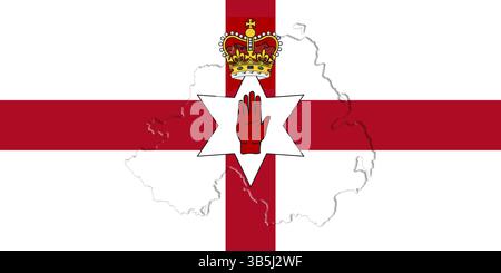 Irlanda del Nord Ulster Banner. Indicatore con mappa su di esso 3D illustrazione Foto Stock