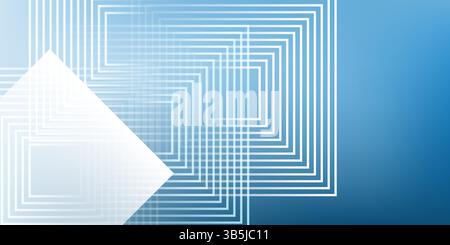 Grafica vettoriale astratta con quadrati concentrici e linee intersecanti. Il moderno design geometrico, con la sua simmetria pulita e la struttura audace Illustrazione Vettoriale