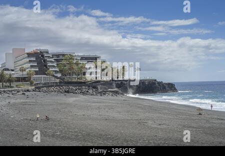 Spiaggia Playa de Puerto de Naos, bed Castle, hotel, la Palma, Spagna, Europa Foto Stock