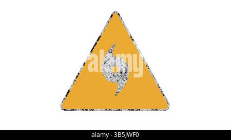 Allarme uragano cartello stradale isolato su sfondo bianco del rendering 3D Foto Stock