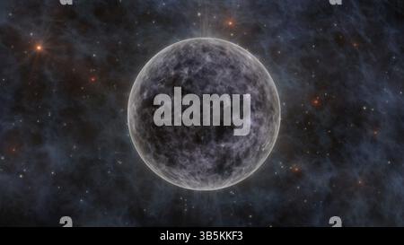 La luna, le stelle, Stardust e pianeti nello spazio 3D Rendering Foto Stock