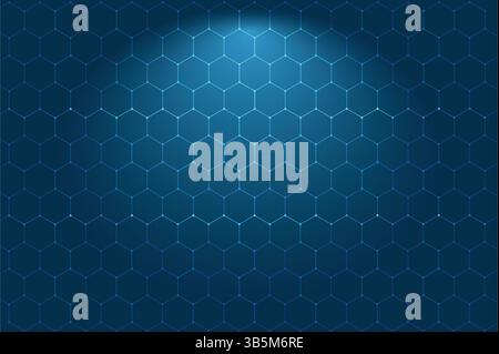 Sfondo blu, chiaro, esagonale sfondo blu pastello medico e tecnico con motivo esagonale e scintille luminose. Astratto vettoriale realistico bg con Illustrazione Vettoriale