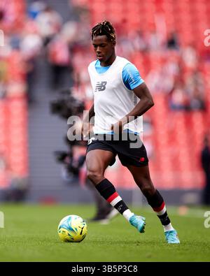 7 maggio 2022, Bilbao, Bizkaia, Spagna: Nico Williams dell'Athletic Club in azione prima della partita di campionato spagnolo della Liga tra Athletic Club e Valencia CF a San Mames il 7 maggio 2022, a Bilbao, Spagna. (Immagine di credito: © Ricardo Larreina/AFP7 via ZUMA Press Wire) Foto Stock