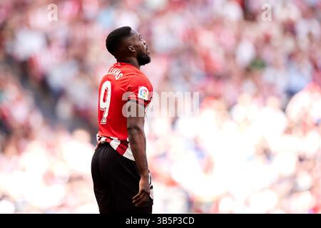 7 maggio 2022, Bilbao, Bizkaia, Spagna: Inaki Williams dell'Athletic Club guarda durante la partita di campionato spagnolo della Liga tra Athletic Club e Valencia CF a San Mames il 7 maggio 2022, a Bilbao, Spagna. (Immagine di credito: © Ricardo Larreina/AFP7 via ZUMA Press Wire) Foto Stock