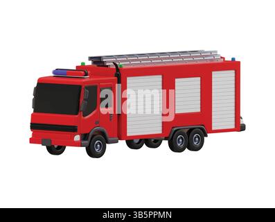 icona camion dei pompieri 3d concetto di sicurezza antincendio di soccorso, estintore di protezione antincendio, icona di supporto di emergenza camion antincendio Illustrazione Vettoriale
