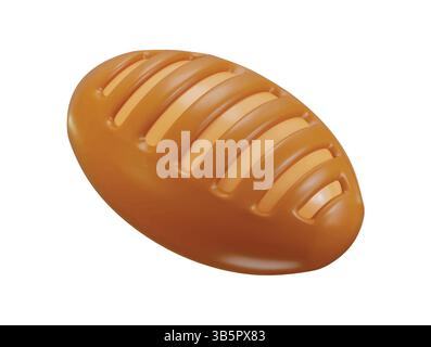 Icona del pane da forno 3d rendering concetto di cibo per la colazione, nutrizione prodotti da forno, cibo nutrizionale sano, prodotti alimentari Illustrazione Vettoriale