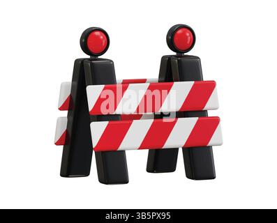 Illustrazione del vettore di rendering 3d con icona della barriera di sicurezza stradale Illustrazione Vettoriale