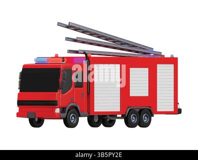illustrazione del vettore di rendering 3d dell'icona del camion dei pompieri Illustrazione Vettoriale