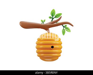 Illustrazione vettoriale di rendering 3d con icona alveare Illustrazione Vettoriale