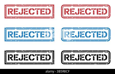 Set di timbri rifiutati con grunge colorate vettoriali Illustrazione Vettoriale