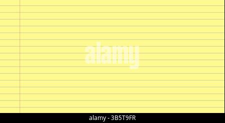 Foglio di carta giallo Legal con design a linee rigate, ideale per appunti, a scuola o in ufficio. Layout semplice e pulito per stampa digitale o stampa Illustrazione Vettoriale