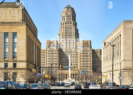 Buffalo, punto di riferimento dell'Art Deco dello stato di New York, il municipio di Buffalo Foto Stock