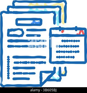 revisione dei bilanci annuali e consolidati icona illustrazione doodle Illustrazione Vettoriale