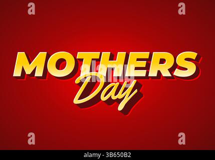 Festa della mamma. Elegante testo in grassetto e testo con combinazione di colori rosso e giallo Illustrazione Vettoriale