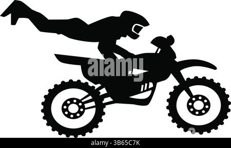 Silhouette di motociclisti di motocross che si esibiscono in acrobazie su piste da sci Illustrazione Vettoriale