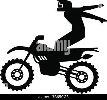 Silhouette di motociclisti di motocross che si esibiscono in acrobazie su piste da sci Illustrazione Vettoriale