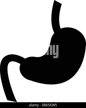 Icona silhouette nera dello stomaco umano Illustrazione Vettoriale