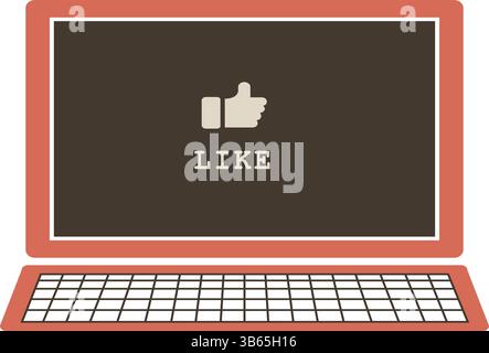 Schermo rosso del notebook con icona e testo simili su sfondo bianco Illustrazione Vettoriale