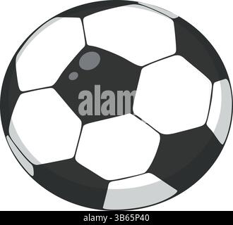 Icona Vector della palla da calcio classica, illustrazione sportiva da calcio, design della palla bianco e nero Illustrazione Vettoriale