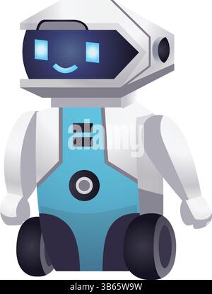 Icona robot amichevole, personaggio robot sorridente Illustrazione Vettoriale