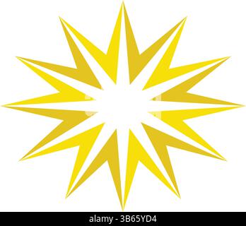Icona gialla con stelle radianti con punti simmetrici Illustrazione Vettoriale