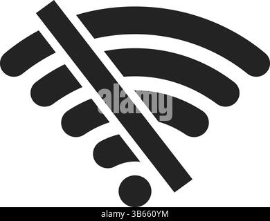 Nessuna icona di connessione WiFi con la silhouette nera Illustrazione Vettoriale