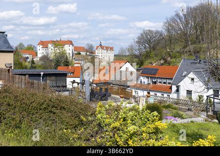 Castello di Nossen, vista dalla città vecchia, Sassonia, Germania, Europa Foto Stock