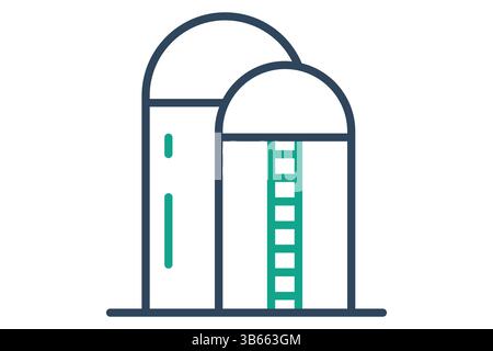Icona silo. stile icona linea. icona relativa alla conservazione dei cereali raccolti. illustrazione vettoriale degli elementi agricoli Illustrazione Vettoriale
