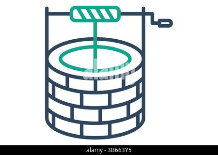 Icona del pozzo d'acqua. stile icona linea. icona irrigazione. illustrazione vettoriale degli elementi agricoli Illustrazione Vettoriale