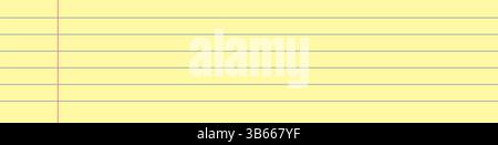 Foglio di carta rettangolare Legal giallo con design a linee rigate, ideale per appunti, a scuola o in ufficio. Layout semplice e pulito per il digitale Illustrazione Vettoriale