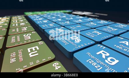 Illustrazione di parte della tavola periodica. Foto Stock