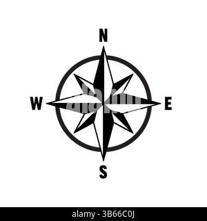 Concetto di design icona bussola. Illustrazione vintage del simbolo della rosa della bussola, vettoriale. Illustrazione Vettoriale